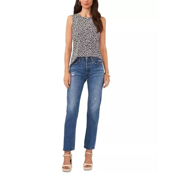 Vince Camuto Floral Crewneck Split Back Keyhole Tank Top MSRP $59 Choose Your Sz - Picture 8 of 10